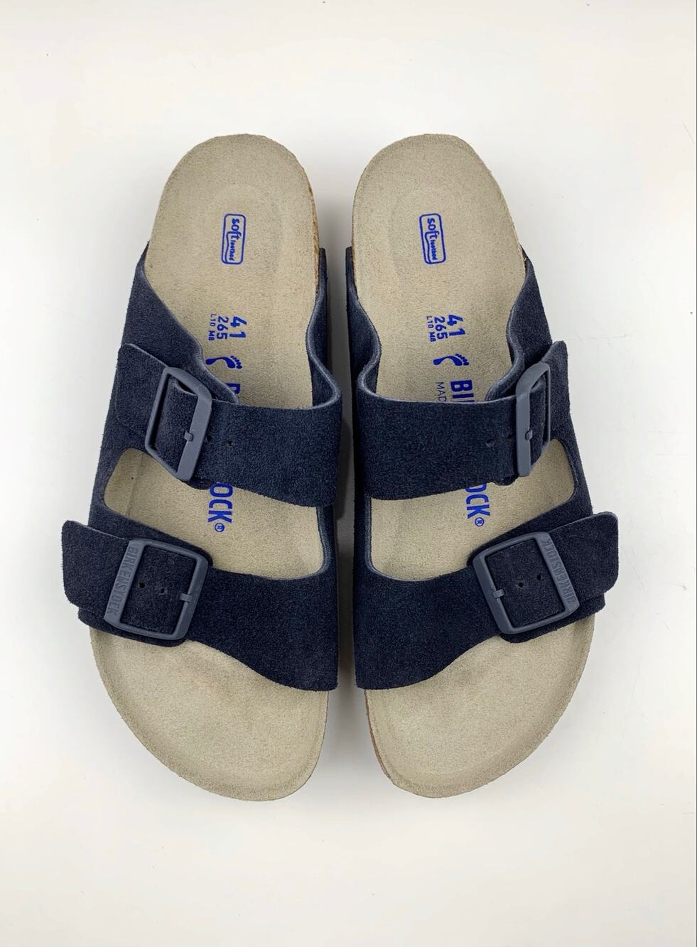 Birkenstock Arizona Soft Footbed Sandals Midnight Blue Suede 41 Mens 8 Womens 10